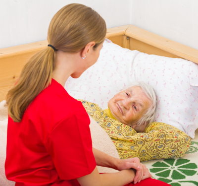 photo of elderly woman with the caregiver